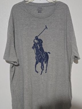 Polo by Ralph Lauren Gray Short Sleeve Tee with Navy Pony Graphic